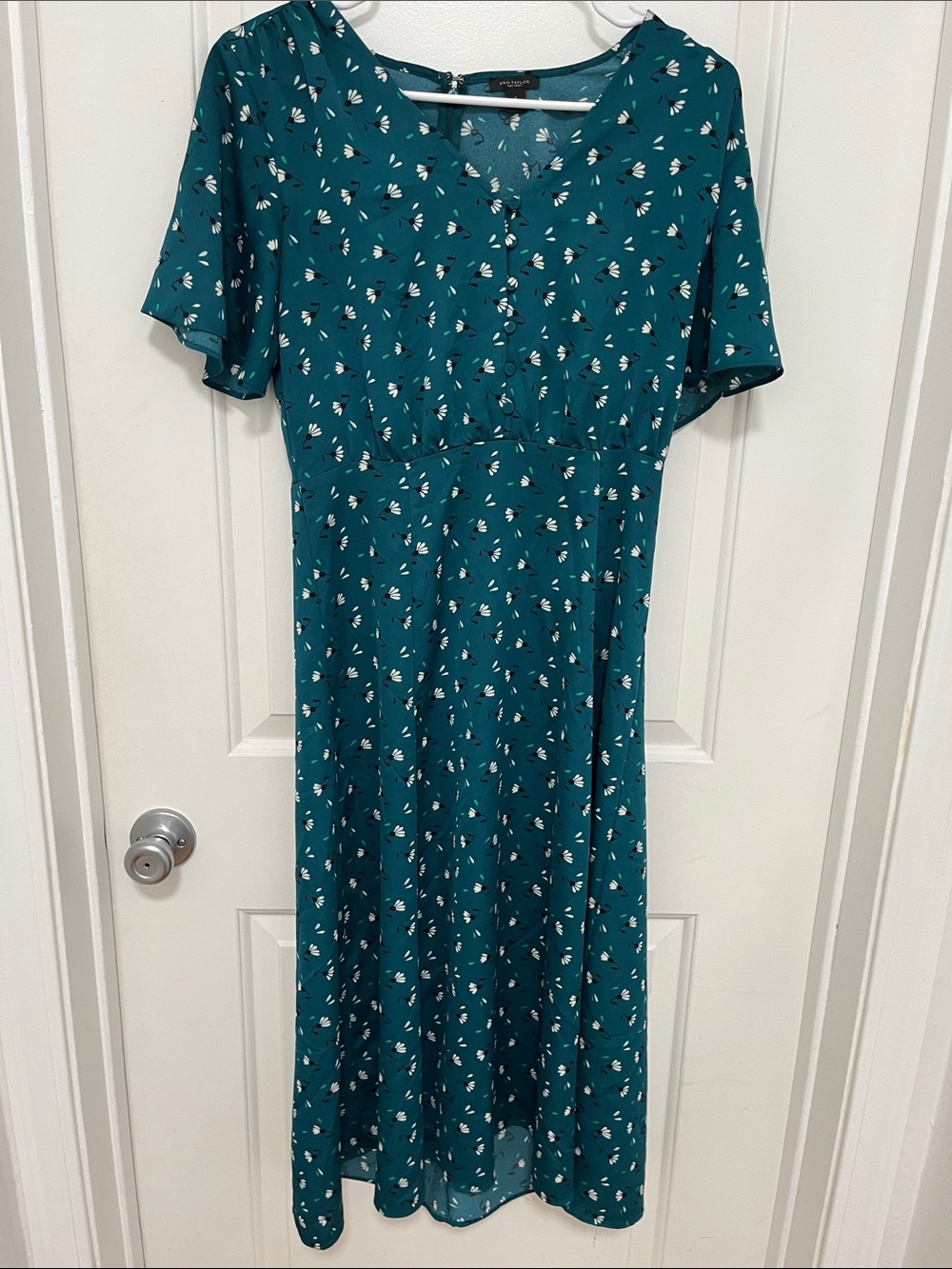 Ann Taylor Factory Teal Floral Midi Dress